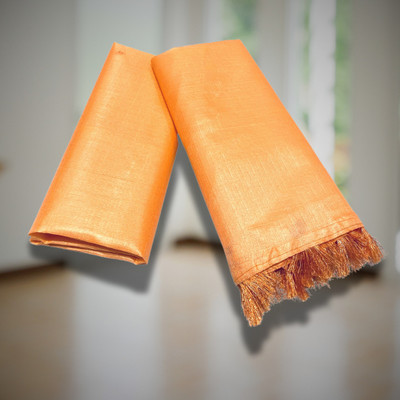 KHATI AXOMIYA Solid/Plain Mekhela Chador Art Silk Saree(Yellow)