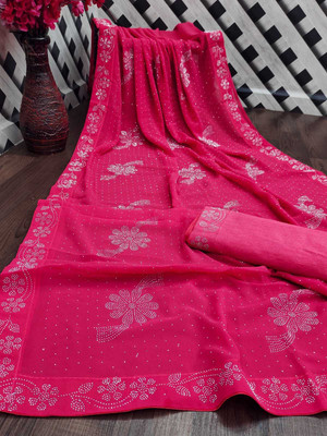 ishu enterprise Printed Bollywood Georgette Saree(Magenta)