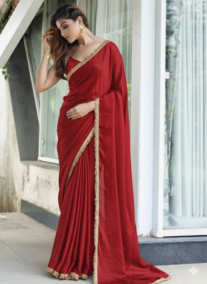 DEBRIS FAB Solid/Plain Bollywood Organza Saree(Green)