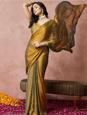 VADTALWALA Self Design Bollywood Chiffon Saree(Gold)