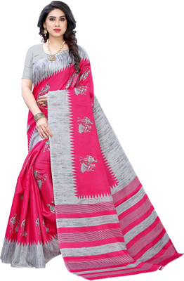 Priyashi Printed Mysore Art Silk Saree(Pink)