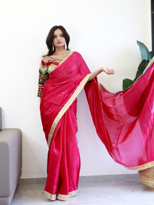 Divastri Embellished Bollywood Jimmy choo Saree(Pink)
