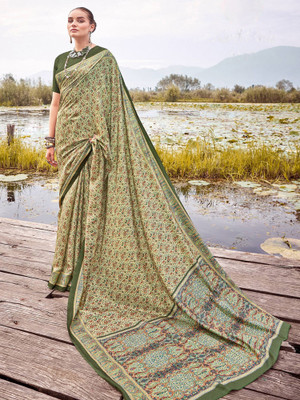 Tasrika Printed Daily Wear Art Silk Saree(Light Green)