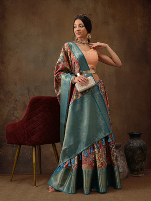 Tasrika Digital Print Banarasi Silk Blend Saree(Multicolor)