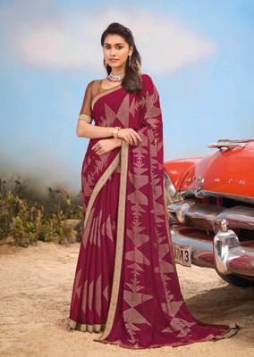 Laxmipati sarees Printed Daily Wear Chiffon Saree(Magenta)