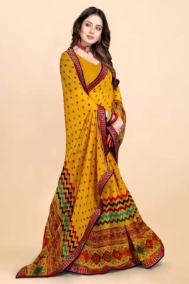 mahalaxmi fab Floral Print Bollywood Georgette Saree(Yellow)