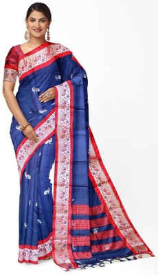 DEEP KIRAN FABRICS Woven, Temple Border Assam Silk Cotton Silk Saree(Multicolor)