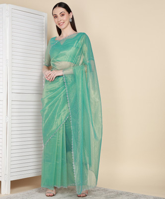 Divastri Embellished Bollywood Organza Saree(Light Blue)