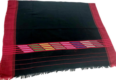 CENEHI Self Design Assam Silk Cotton Jute Saree(Black)