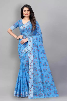 PRANJAL ART Woven Chanderi Jacquard, Art Silk Saree(Blue)