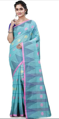 GOLU Self Design Tant Pure Cotton Saree(Dark Blue)