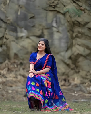 SICHYAH Self Design, Woven Mekhela Chador Silk Blend Saree(Blue)