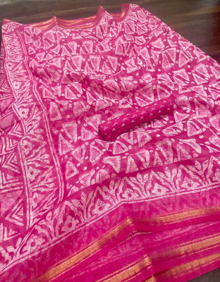 Gugaliya Geometric Print Jamdani Art Silk, Cotton Blend Saree(Multicolor)