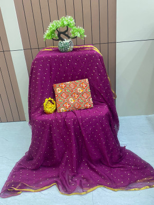 TOXEGO Polka Print Daily Wear Chiffon Saree(Magenta)
