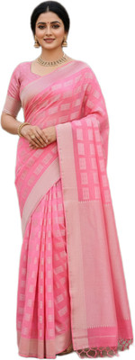 Raashreya Fashions Self Design Bollywood Tissue Saree(Pink)