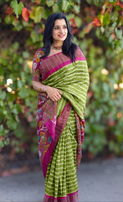 ZARISTACREATION Digital Print Bollywood Dupion Silk Saree(Green)
