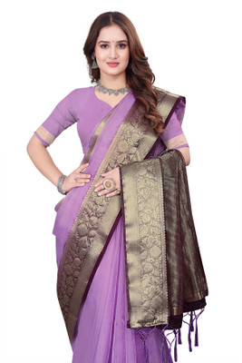 Aarunika IC Woven Bollywood Organza Saree(Purple)