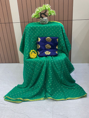 HouseOfCommon Embellished Bollywood Polyester Saree(Light Green)