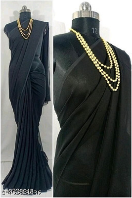ASTYLOR Solid/Plain Daily Wear Georgette Saree(Black)
