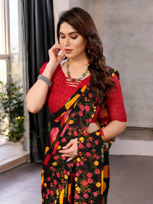 NIRMOHIFASHION Polka Print Bollywood Georgette Saree(Red)