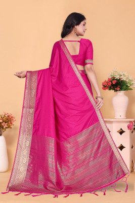 Aarunika IC Solid/Plain Bollywood Pure Silk Saree(Multicolor)