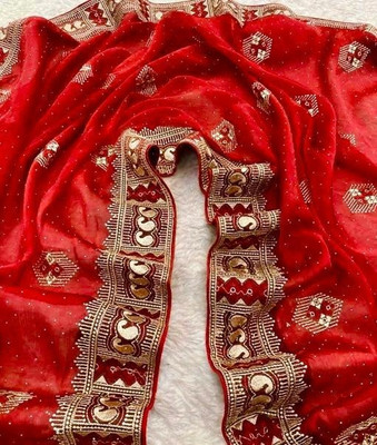 RK Creation Embroidered Daily Wear Silk Blend Saree(Red)