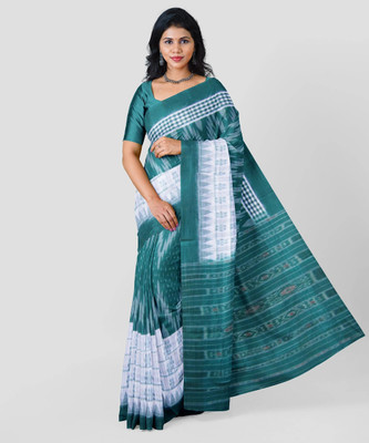 DK FASHION Self Design Sambalpuri Pure Cotton Saree(Green)