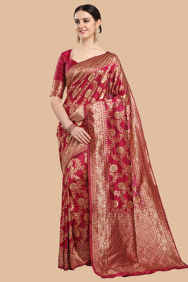 sarisa Woven, Self Design, Embellished Banarasi Art Silk, Jacquard Saree(Maroon)