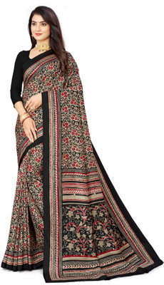 Novus Knitting Printed Daily Wear Art Silk Saree(Black)