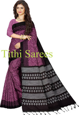 maadurga Printed Sambalpuri Cotton Blend Saree(Pink)