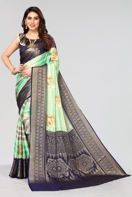 Winza Designer Printed, Striped Daily Wear Chiffon, Brasso Saree(Multicolor)