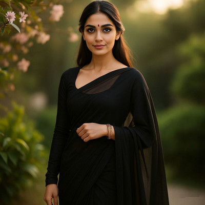 Margi Designers Self Design Daily Wear Georgette Saree(Black)