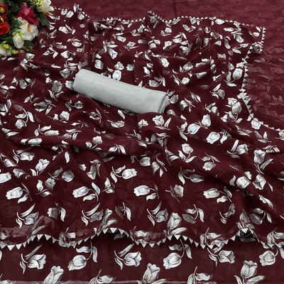 PIYA DESIGNER Temple Border Bollywood Georgette Saree(Maroon)