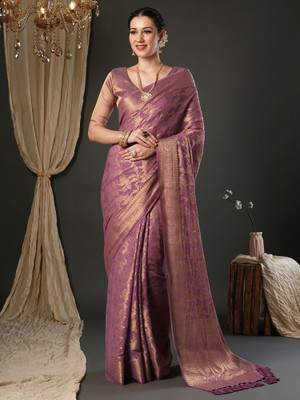 ANOUK Woven Kanjivaram Georgette Saree(Purple)