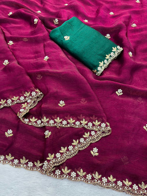 K 5 FASHION Solid/Plain Bollywood Chiffon Saree(Multicolor)