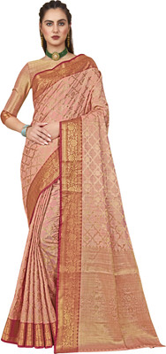Sariya Woven Banarasi Jacquard, Pure Silk Saree(Pink)