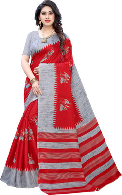 YASHIKA Printed Kalamkari Art Silk Saree(Red)