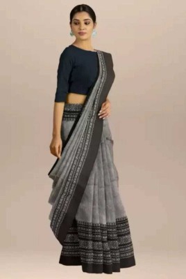 Balorampal Woven Handloom Pure Cotton Saree(Black, Grey)