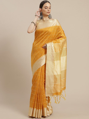 ANOUK Woven Chanderi Silk Blend Saree(Mustard)