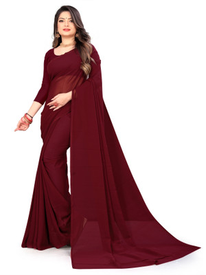 Moda Rapido Dyed, Ombre, Solid/Plain Daily Wear Georgette Saree(Brown)