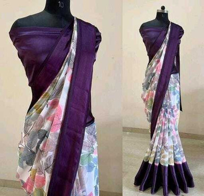 jihana fab Printed Bandhani Chiffon, Silk Blend Saree(Multicolor)
