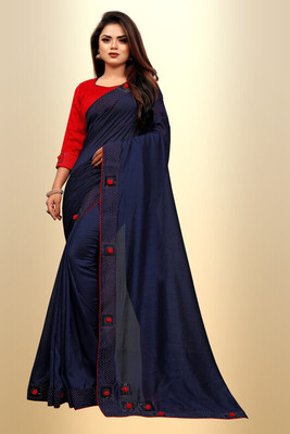 HouseOfCommon Self Design Daily Wear Cotton Blend Saree(Blue)