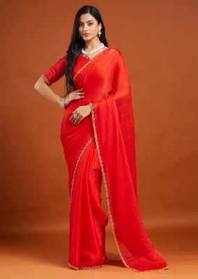 BHAGYAVATI DESIGNER Self Design Bollywood Chiffon Saree(Red)