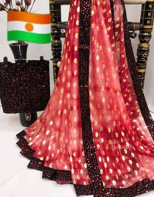 AKFABRICS Woven Bollywood Lycra Blend Saree(Red)
