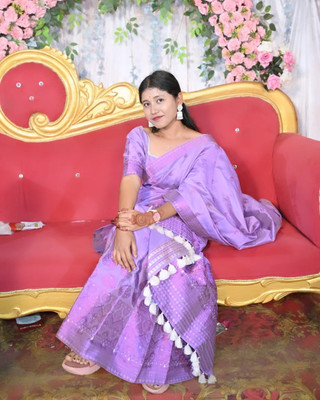 YINATZ KY GARCIA CREATION Woven Mekhela Chador Silk Blend Saree(Purple)