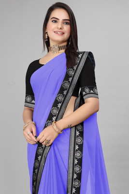 Sangath Dyed, Solid/Plain, Embroidered Daily Wear Georgette Saree(Multicolor)