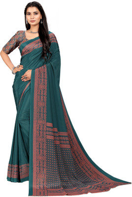 Vimla Solid/Plain Mysore Crepe Saree(Light Blue)