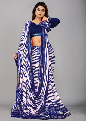 Flip The Style Printed Bollywood Georgette Saree(Dark Blue)