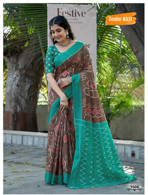 ARSH ENTERPRISE Printed Handloom Pure Cotton Saree(Brown)