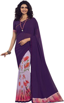RAJESHWAR FASHION Floral Print Bollywood Georgette Saree(Purple)